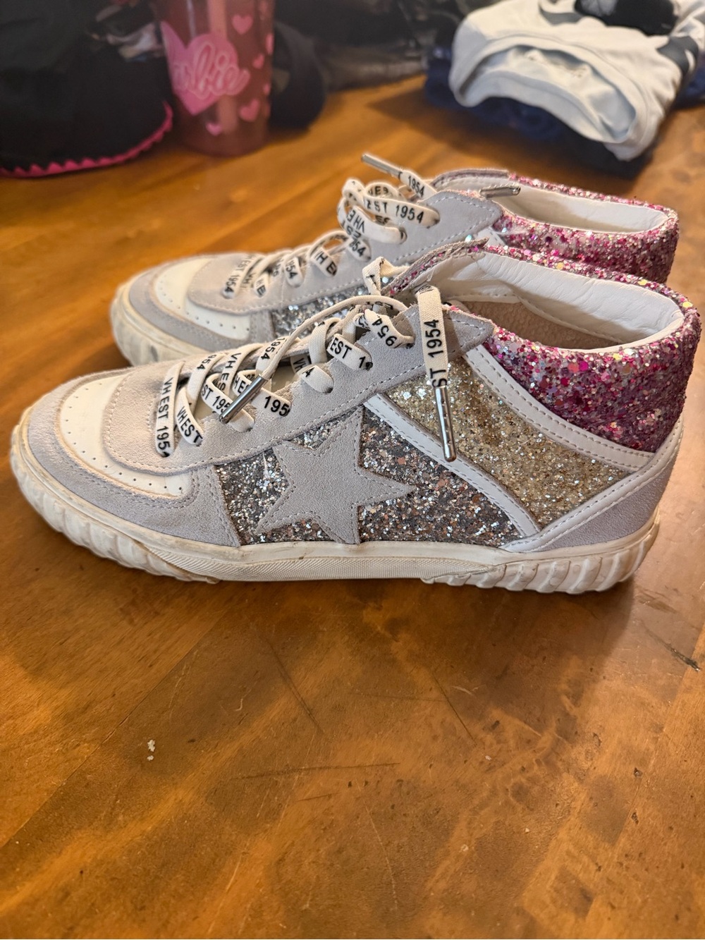 Vintage Havana Glitter Star High-Tops in Pink, Gold & Silver
